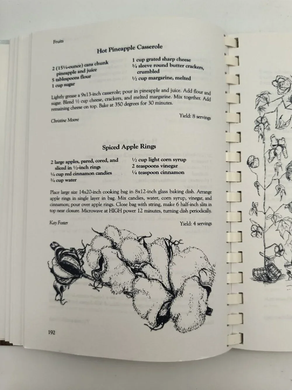 Land Of Cotton Southern Recipes Spiral Bound Cookbook Vintage 1980s Classic Sout